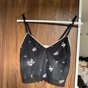 Floral Black Sheer Camisole